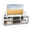 Modern White TV Console with 3 Adjustable Shelves and Cable Management MDF Media Storage